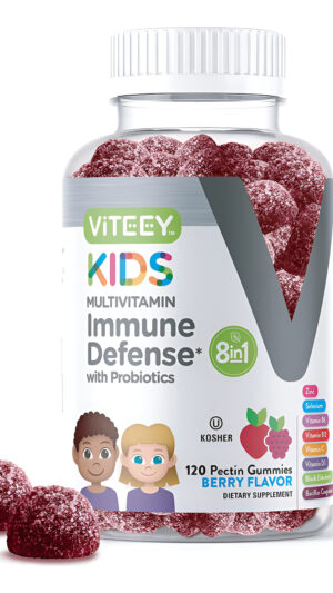 Viteey 120 Gomitas Multivitamínicas Veganas Para Niños Con Probióticos  8-1 Vitaminas