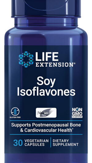 Isoflavonas De Soja Life Extension, Apoyo Para La Salud Cardíaca, Ósea Y Celular Mujeres Posmenopáusicas, 30 Cápsulas