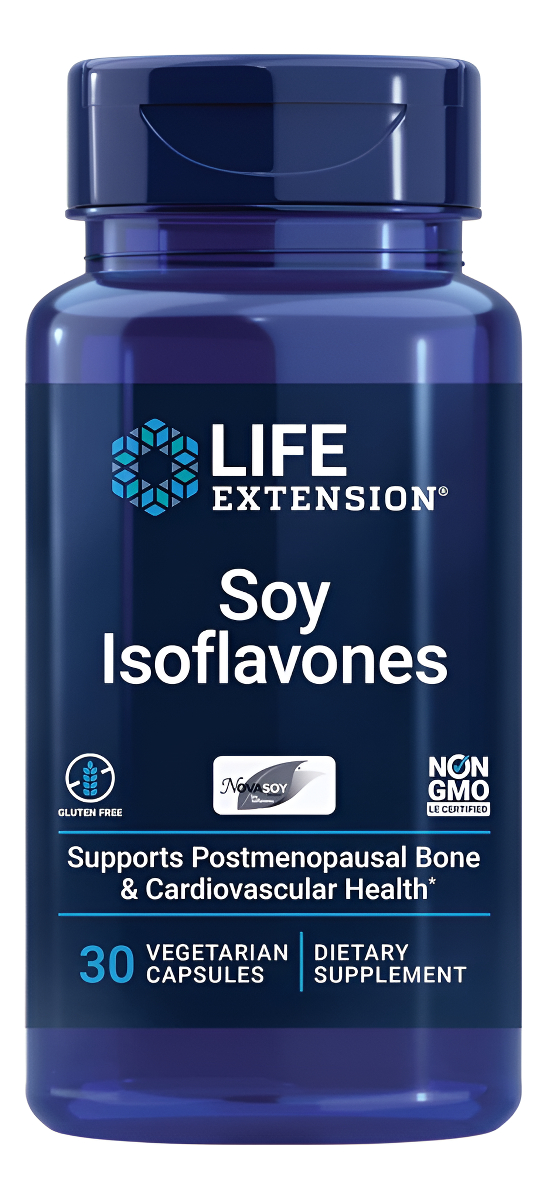 Isoflavonas De Soja Life Extension, Apoyo Para La Salud Cardíaca, Ósea Y Celular Mujeres Posmenopáusicas, 30 Cápsulas