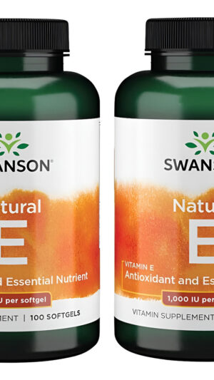 Swanson Natural E, Suplemento Vitamínico Natural De Vitamina E (100 Cápsulas Blandas, 1000 Ui Cada Uno) Paquete De 2