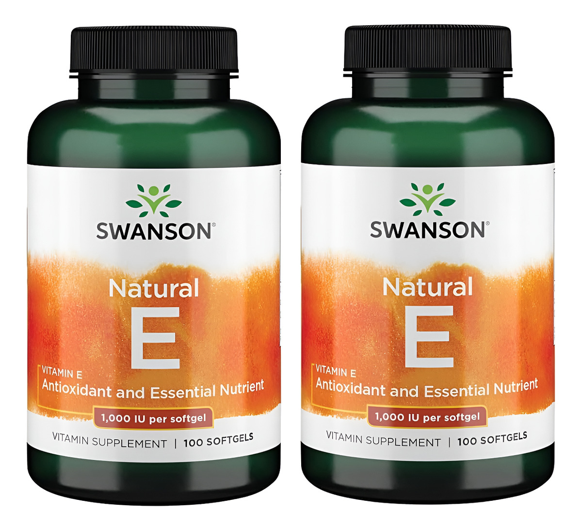 Swanson Natural E, Suplemento Vitamínico Natural De Vitamina E (100 Cápsulas Blandas, 1000 Ui Cada Uno) Paquete De 2