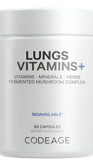 Codeage Vitaminas Pulmones, A, C, D, E, B6, Suplemento De Pulmón De Cardo Mariano, Zinc Y Magnesio, Cordyceps, Reishi,