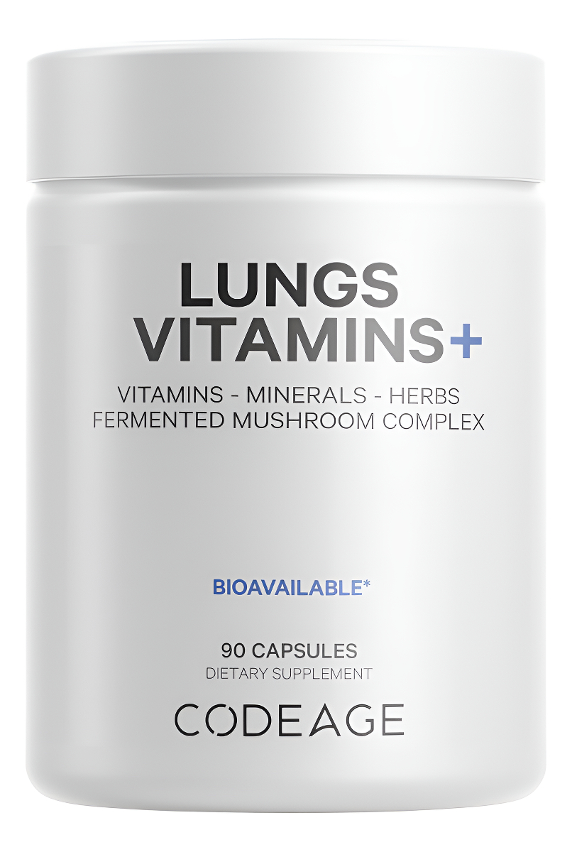 Codeage Vitaminas Pulmones, A, C, D, E, B6, Suplemento De Pulmón De Cardo Mariano, Zinc Y Magnesio, Cordyceps, Reishi,