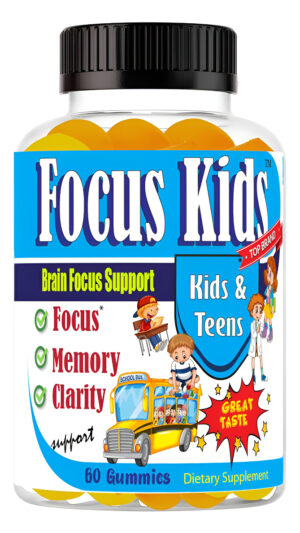 Focus Kids Focus Memory & Concentration - Gomitas De Cerebro Para Enfoque Para Niños Y Adolescentes, Vitaminas De Enfoq