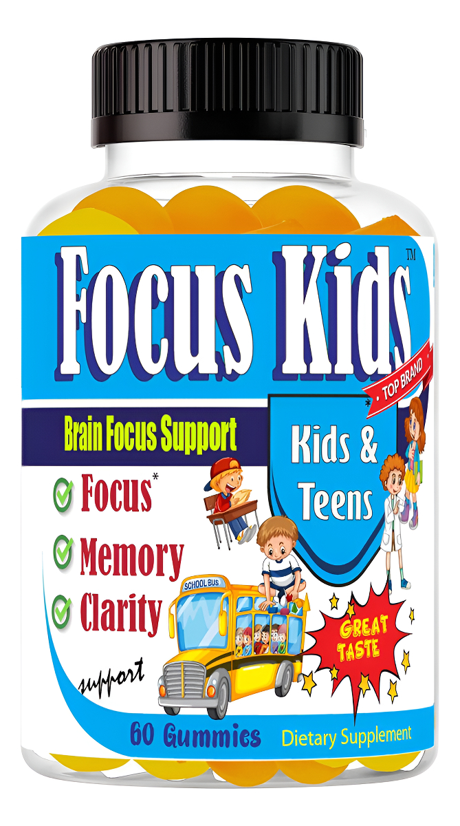 Focus Kids Focus Memory & Concentration - Gomitas De Cerebro Para Enfoque Para Niños Y Adolescentes, Vitaminas De Enfoq