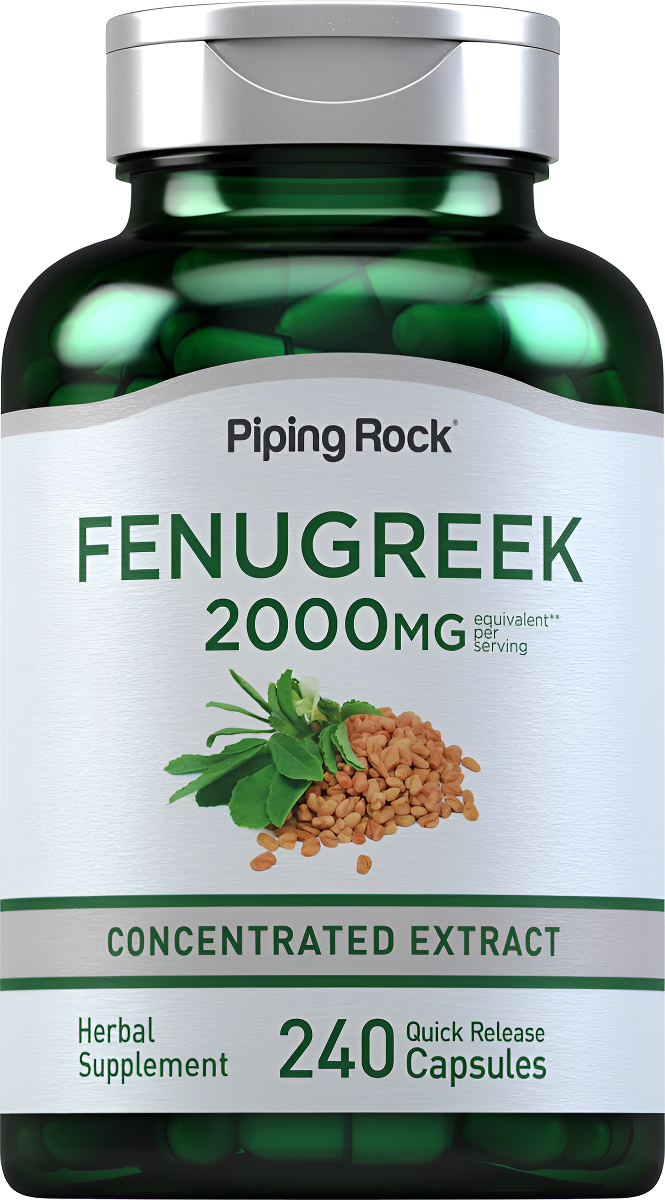 Piping Rock Cápsulas De Fenogreco | 2000 Mg | 240 Unidades | Extracto De Hierbas Concentrado | Suplemento Sin Omg, Sin