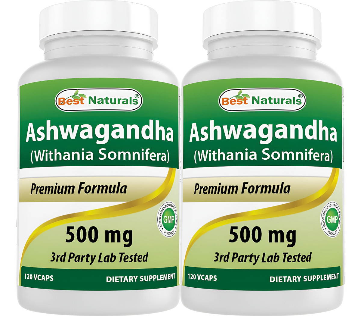 Best Naturals Paquete De 2 Cápsulas De Ashwagandha Para Relajar El Estrés Y El Estado De Ánimo, 500 Mg, 120 Unidades