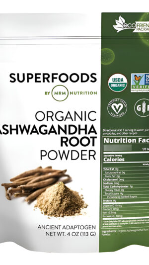 Mrm Nutrition Organic Ashwagandha Root Powder | Superalimentos | Adaptógeno Antiguo | Antioxidantes | Vegano + Sin Glut