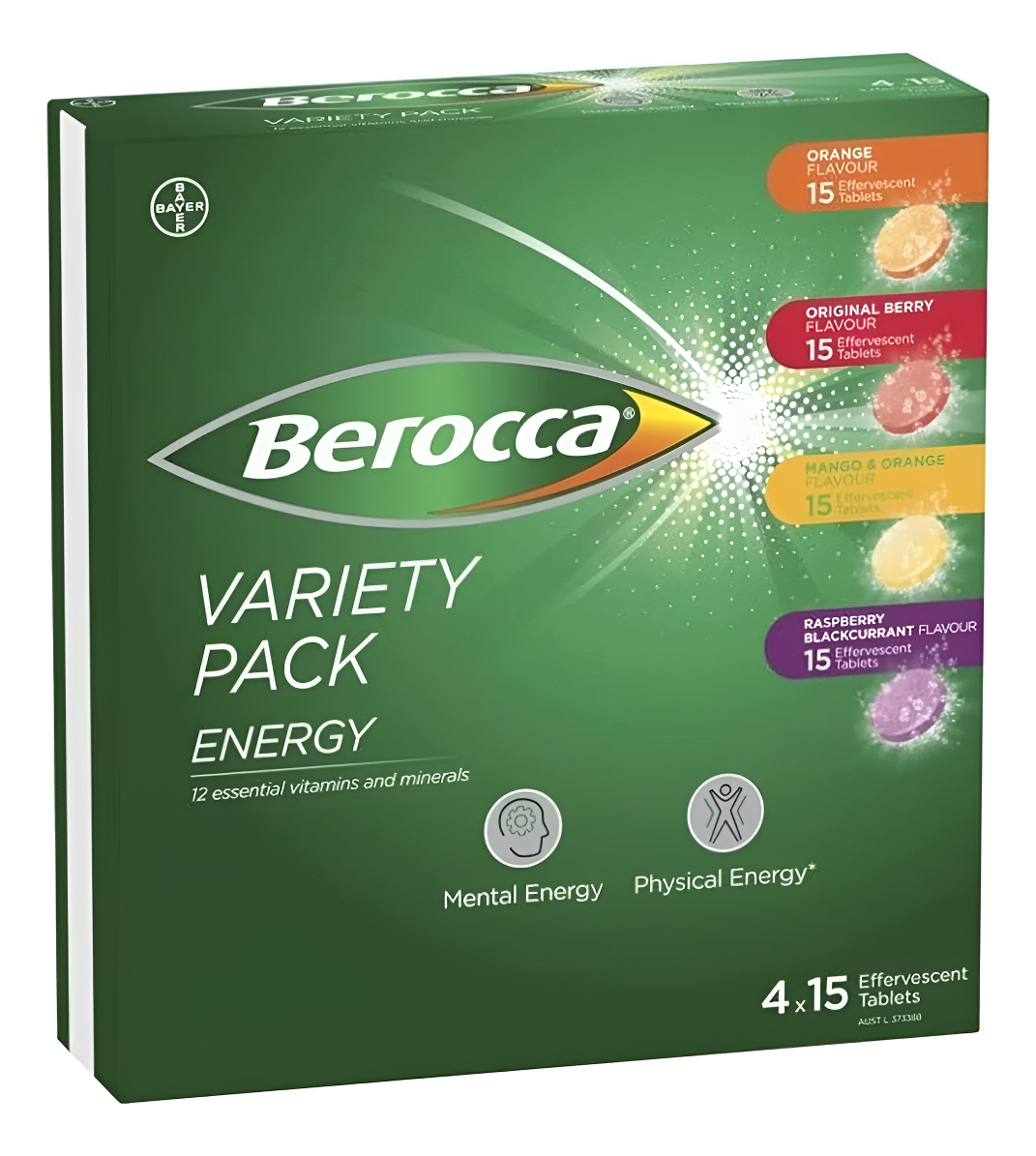 Berocca Energy Suplemento Multivitamínico Efervescente Variety Pack (60 Unidades)