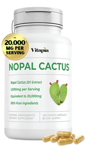 Extracto De Cactus Nopal De 20,000 Mg Para Antioxidante, Piel, Metabolismo, Bienestar, Apoyo A La Salud Cardíaca, 120 C