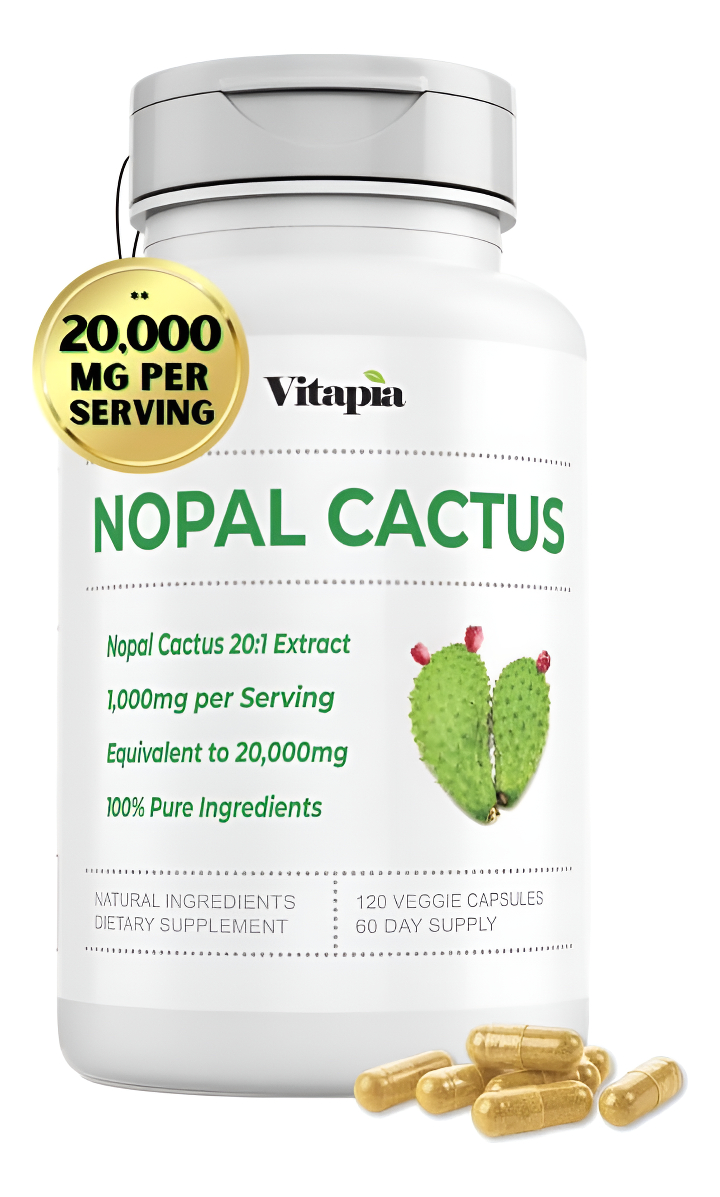Extracto De Cactus Nopal De 20,000 Mg Para Antioxidante, Piel, Metabolismo, Bienestar, Apoyo A La Salud Cardíaca, 120 C