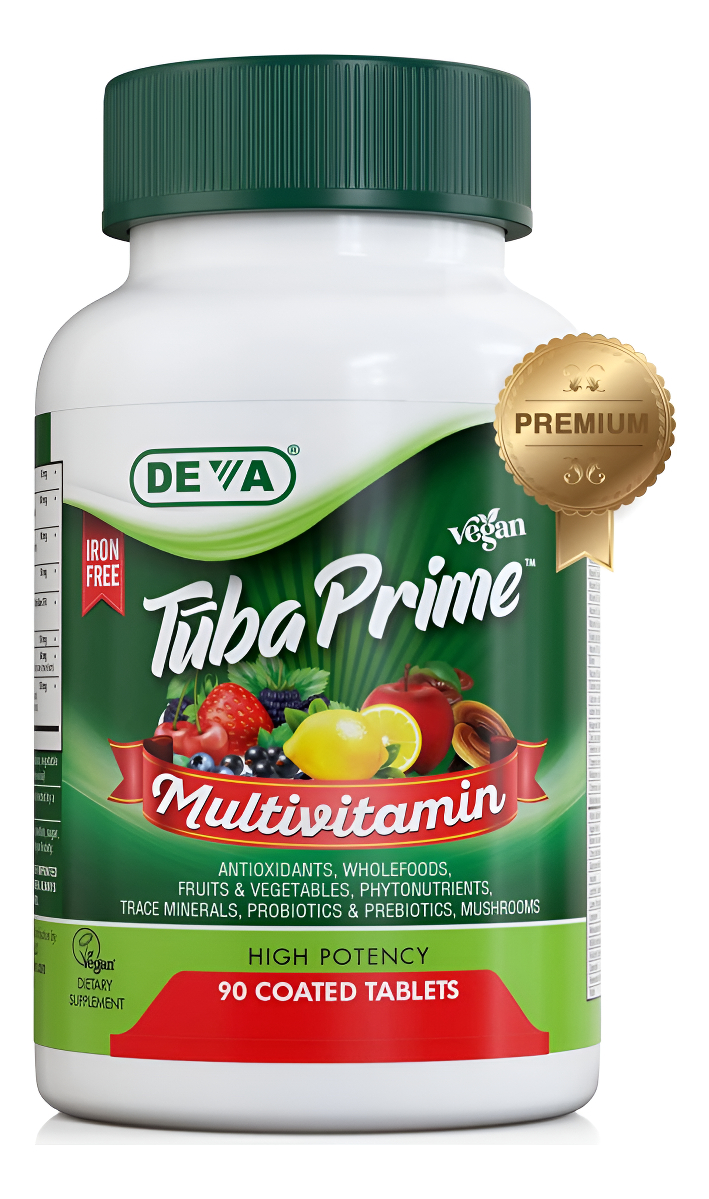 Deva Tuba Prime Multivitamínico Vegano Sin Hierro Suplemento Dietético De Vitaminas Y Minerales De Alta Potencia