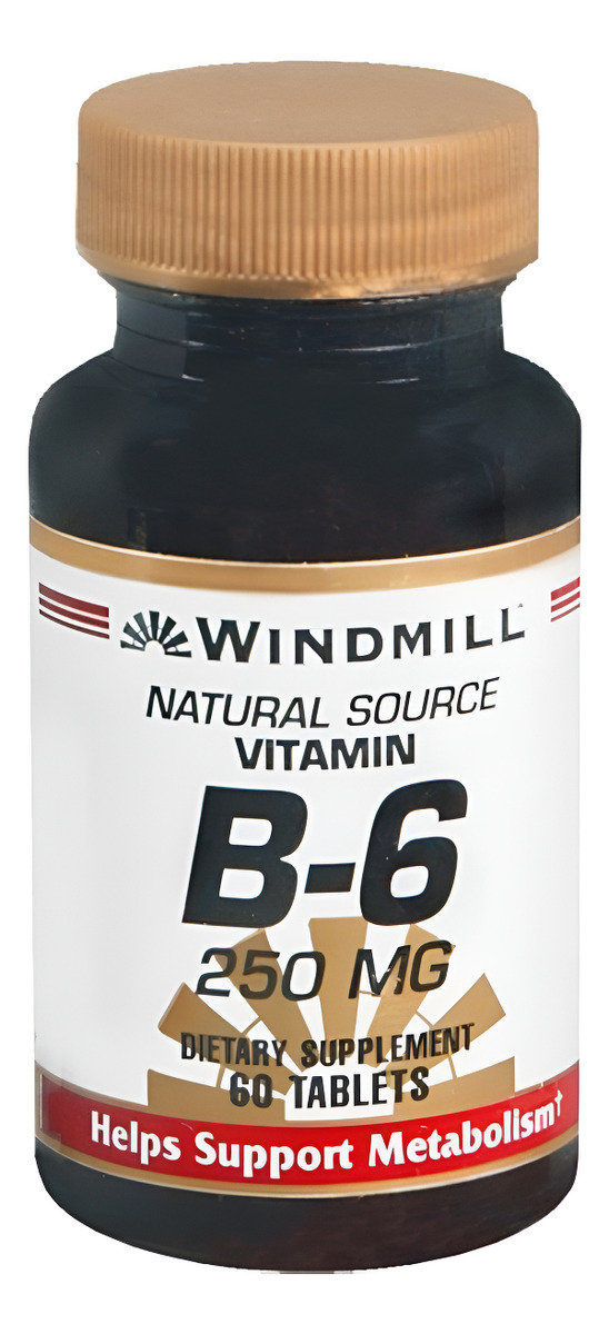 Windmill Vitamina B-6 250 Mg 60 Tabletas, Apoyo Para El Metabolismo (paquete De 3)
