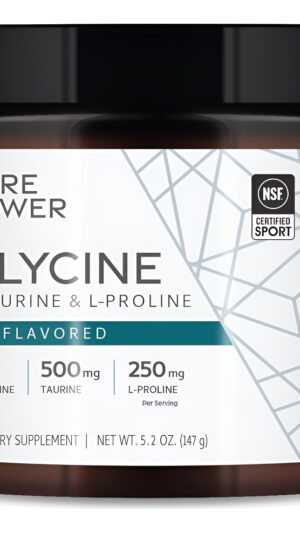 Dr. Mercola Pure Power Glicina + Taurina Y L-prolina, Sin Sabor, 5.2 Oz (147 G), 30 Porciones (1 Tarro), 0.14 Oz De Gli