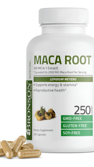 Bronson Raíz De Maca (de 500 Mg De Extracto 4:1 Equivalente A 2000 Mg Por Porción), Lepidium Meyenii - Sin Omg, 250 Cáp