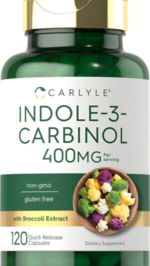 Carlyle Indole-3-carbinol (i3c) 400mg | 120 Cápsulas | Fórmula Avanzada Con Extracto De Brócoli | Sin Omg, Sin Gluten