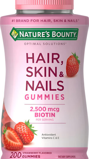 Nature's Optimal Solutions 200 Gomitas Con Biotina Y Vitaminas Para El Cabello, La Piel Y Las Uñas