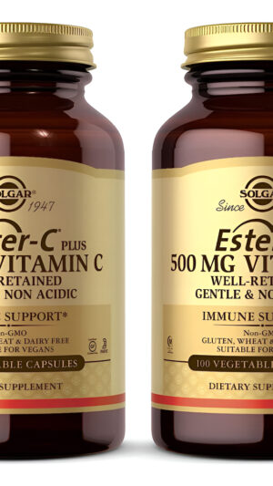 Solgar Ester-c Plus 500 Mg De Vitamina C (complejo De Ascorbato)  100 Cápsulas Vegetales, Paquete De 2