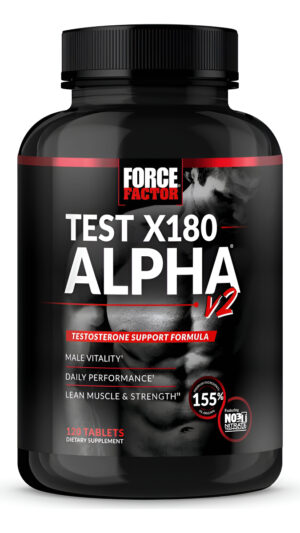 Force Factor Test X180 Alpha V2 T-support Para Hombres, Suplemento T Para Ayudar A Desarrollar Fuerza, Aumentar El Óxid