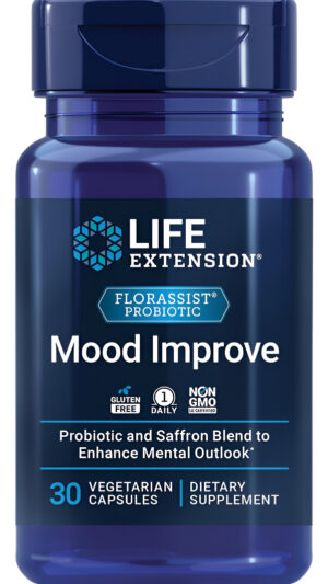 Life Extension Florassist Mood - Mezcla De Probióticos Y Azafrán - Sin Gluten, Sin Omg, Vegetariano - 30 Cápsulas