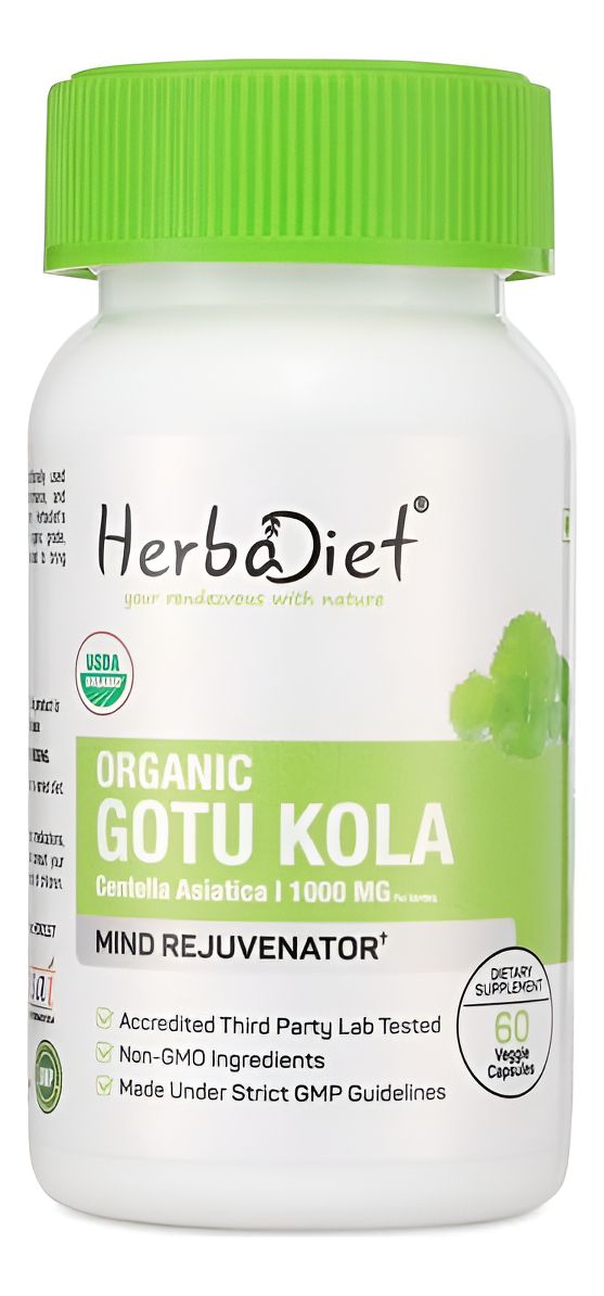Organic Centella Asiatica Gotu Kola Brahmi Powder | Suplemento Cognitivo Certificado Para Hombres Y Mujeres | Suplement