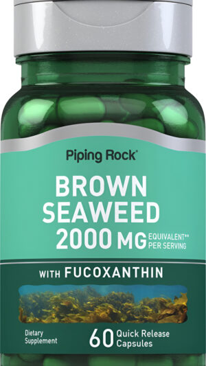 Piping Rock Cápsulas De Algas Marrones De 2000 Mg | 60 Unidades | Suplemento De Extracto De Fucoxantina | Sin Omg, Sin Gluten
