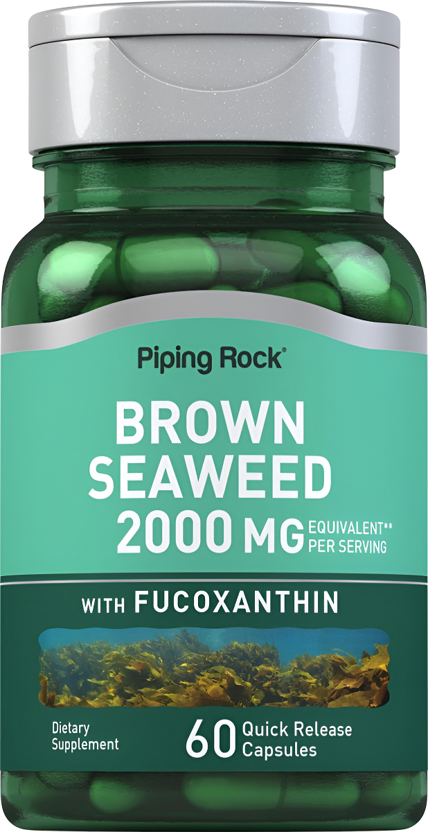 Piping Rock Cápsulas De Algas Marrones De 2000 Mg | 60 Unidades | Suplemento De Extracto De Fucoxantina | Sin Omg, Sin Gluten