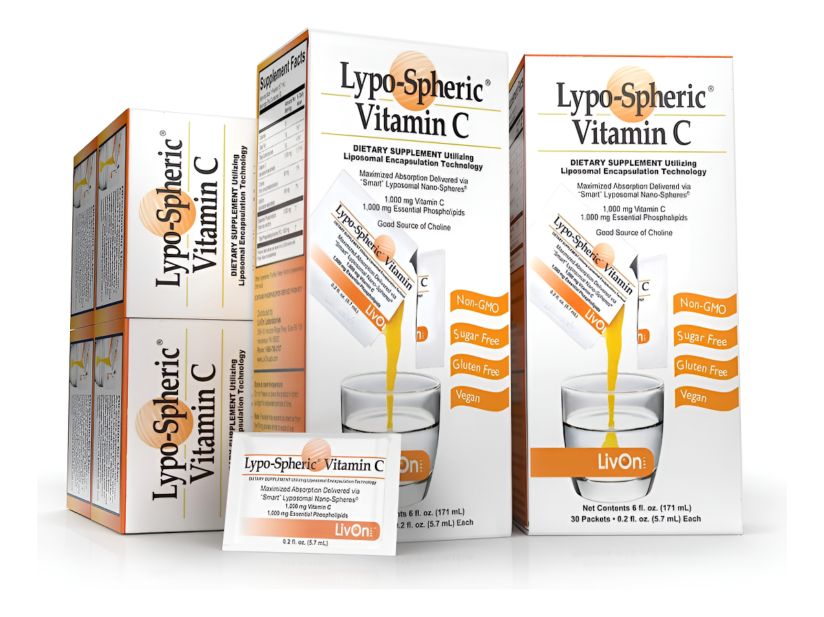 Livon Laboratories Vitamina C Lipoesférica - 6 Cajas (180 Paquetes) 1,000 Mg De Vitamina C Y 1,000 Mg De Fosfolípidos