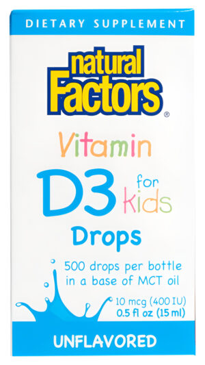 Natural Factors, Gotas De Vitamina D3 De 400 Ui (10 Mcg) Para Niños 0.5 Onzas Líquidas