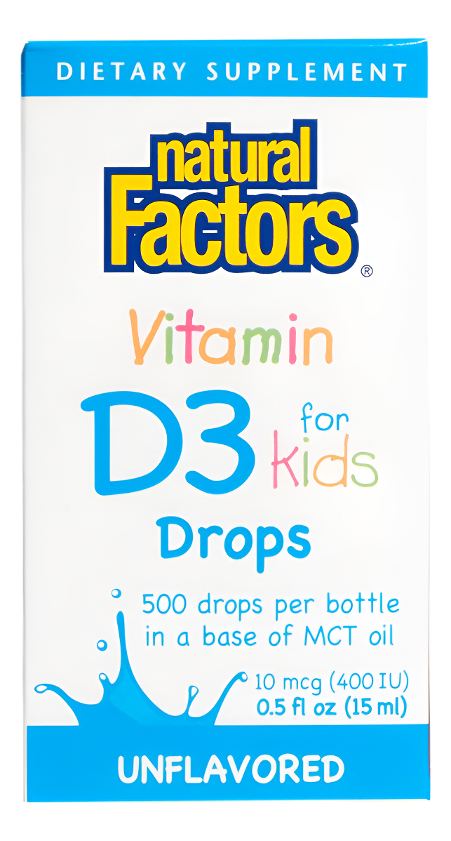 Natural Factors, Gotas De Vitamina D3 De 400 Ui (10 Mcg) Para Niños 0.5 Onzas Líquidas