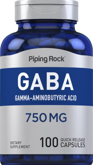 Piping Rock Gaba 750mg | 100 Cápsulas | Suplemento De Ácido Gamma-aminobutírico | Sin Omg, Sin Gluten