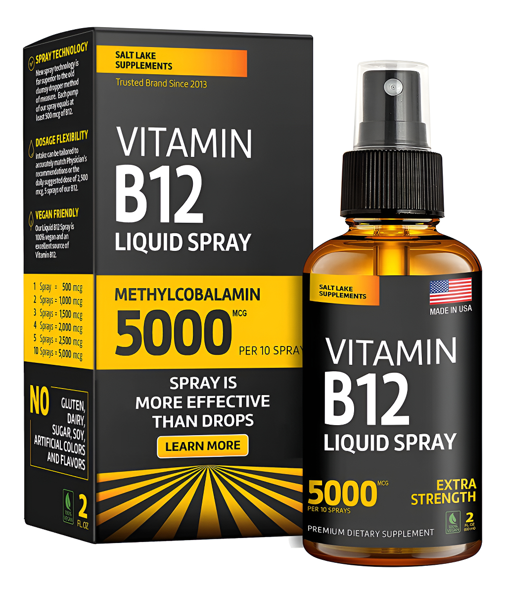 Salt Lake Supplements Vitamina B12 Sublingual, Suplemento En Aerosol Vegano De Metilcobalamina, 2 Fl. Oz.