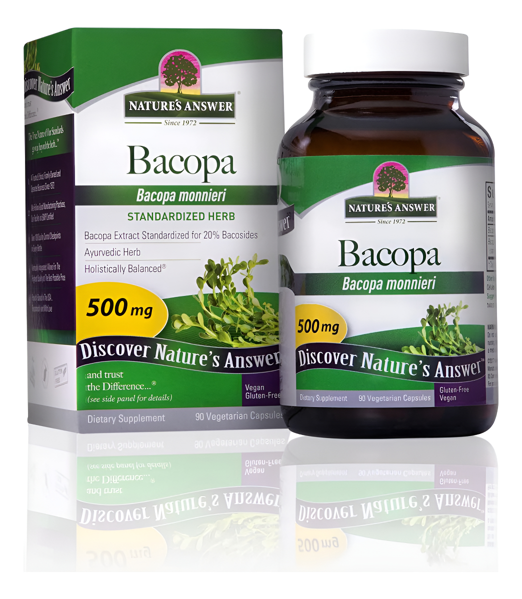 Nature's Answer Bacopa 500mg 90 Cápsulas | Promueve La Función Cognitiva | Apoyo De Claridad Mental | Sin Gluten, Sin O