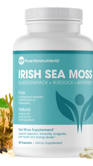 Pure Micronutrients Cápsulas De Musgo Marino  Pastillas De Musgo Marino Irlandés 100% Orgánicas Con Vejiga, Bardana Y