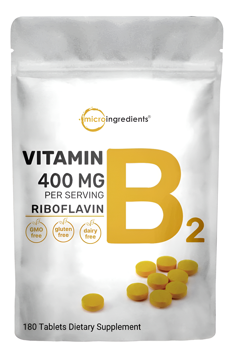 Micro Ingredients Riboflavina Vitamina B2, 400 Mg Por Porción, 240 Mini Tabletas
