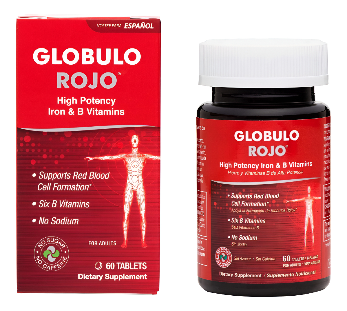 De La Cruz Glóbulo Rojo Multivitamínico Con Vitamina C De Alta Potencia, Zinc Y Vitaminas B 60 Tabletas