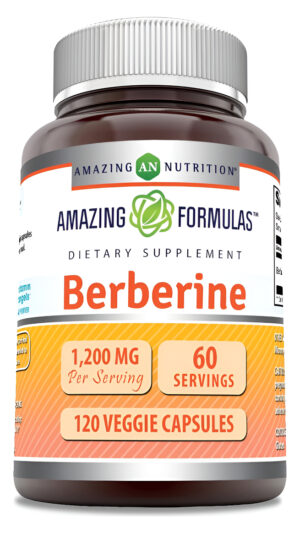 Amazing Formulas - Suplemento De Berberina | 1200 Mg Por Porción | 120 Cápsulas Vegetales Por Porción | Sin Omg | Sin G