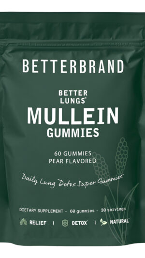 Betterbrand Betterlungs 60 Gomitas Diarias De Salud Respiratoria | 1000 Mg De Extracto De Hierba De Hoja De Gordolobo