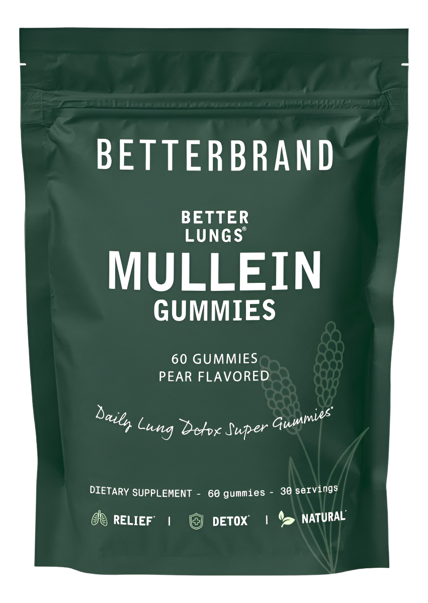 Betterbrand Betterlungs 60 Gomitas Diarias De Salud Respiratoria | 1000 Mg De Extracto De Hierba De Hoja De Gordolobo