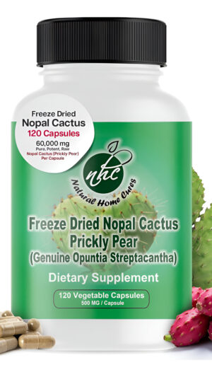 Natural Home Cures 120 Cápsulas De Cactus Nopal, Liofilizado 60,000 Mg De Extracto De Tuna, Rico En Betalaínas Y Nitrato