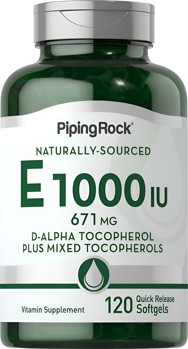 Piping Rock Vitamina E 1000 Ui Cápsulas Blandas | 120 Unidades | Con D-alfa Y Tocoferoles Mixtos |
