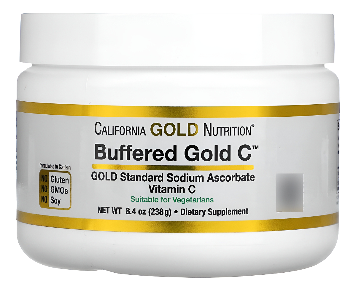 California Gold Nutrition Polvo De Vitamina C Tamponada, No Ácido, Oro C, Ascorbato De Sodio De Grado Usp 8.40 Oz