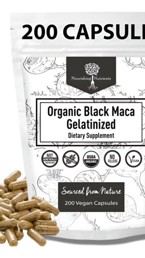 Maca Negra Gelatinizada Orgánica, 3 Veces Más Fuerte, 200 Cápsulas De Raíz De Maca Para Hombres Y Raíz De Maca Negra