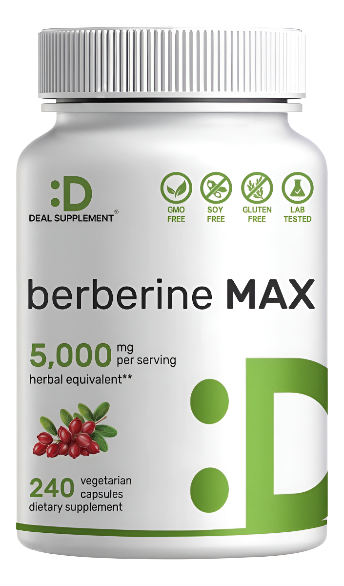 Deal Supplement Suplemento De Berberina Max, 5,000 Mg Por Porción, 240 Cápsulas Vegetarianas - 97% Hcl De Berberina Pur