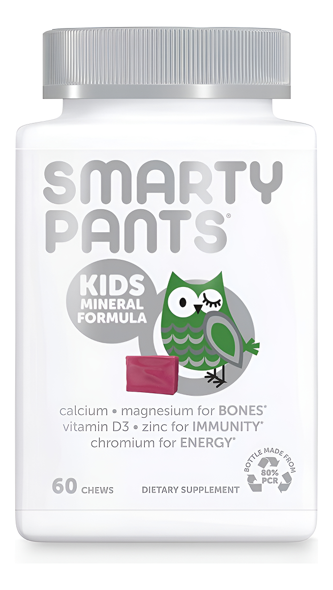 Smartypants 60 Masticables De Multiminerales Para Niños: Citrato De Magnesio Y Suplemento De Calcio Con Vitamina D3