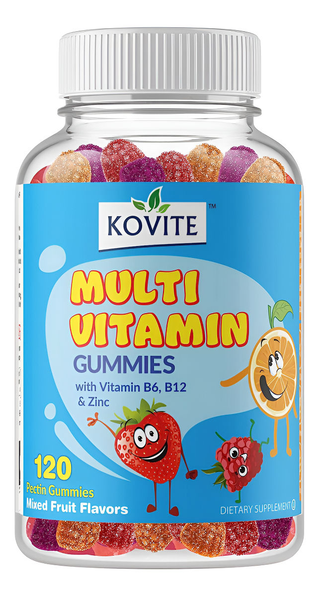 Kovite Multivitaminas Y Minerales Para Niños Con Gomitas B6- B12 Y Zinc, Sabor A Fruta Surtido, 120 Gomitas