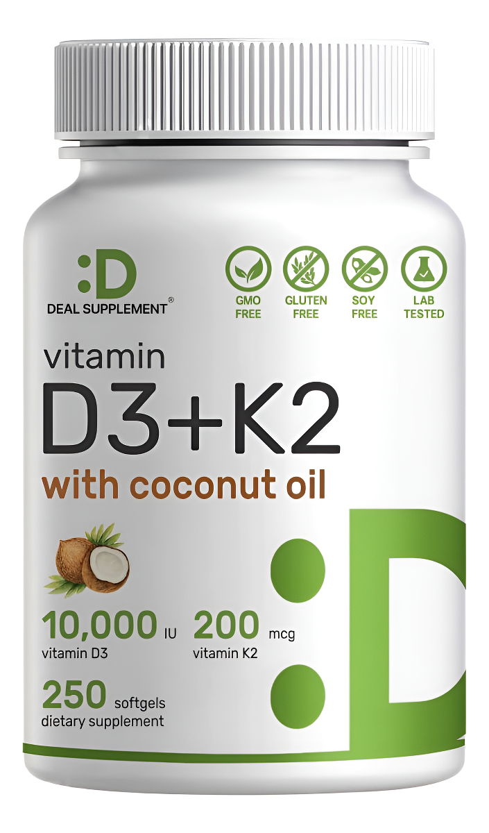 Vitamina D3 10,000 Iu K2 Mk7 200 Mcg, Infundido Con Aceite D