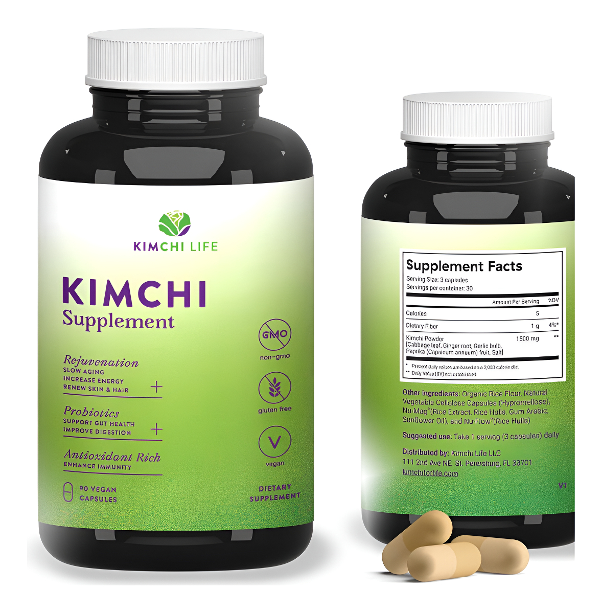 Cápsulas Diarias De Kimchi Fermentado Premium - Suplemento Nutricional Vegano Y Natural - Probióticos Para La Salud Int