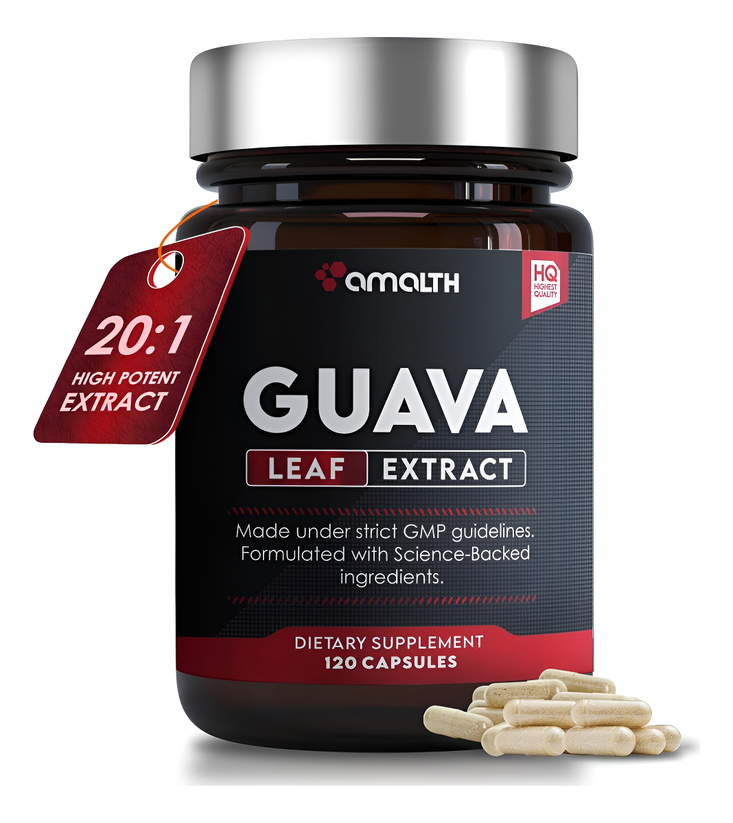 Extracto De Hoja De Guayaba 10:1 De Fuerza Máxima Equivalente A 10000 Mg Con Piperina 90 Cápsulas Vegetales