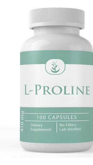 Pure Organic Ingredients L-prolina, (100 Cápsulas) Siempre Puro, Sin Aditivos Ni Rellenos, Verificado Por Laboratorio